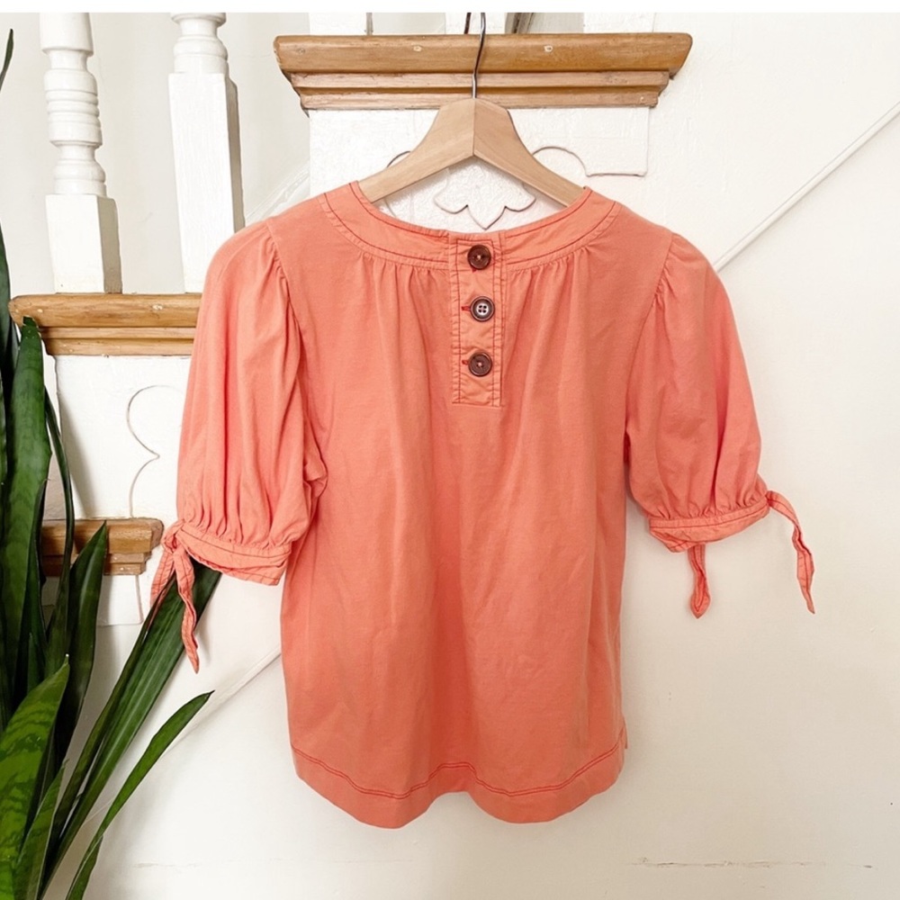 by Anthropologie Orange 100% Cotton Rialto Stitch Top Size XS